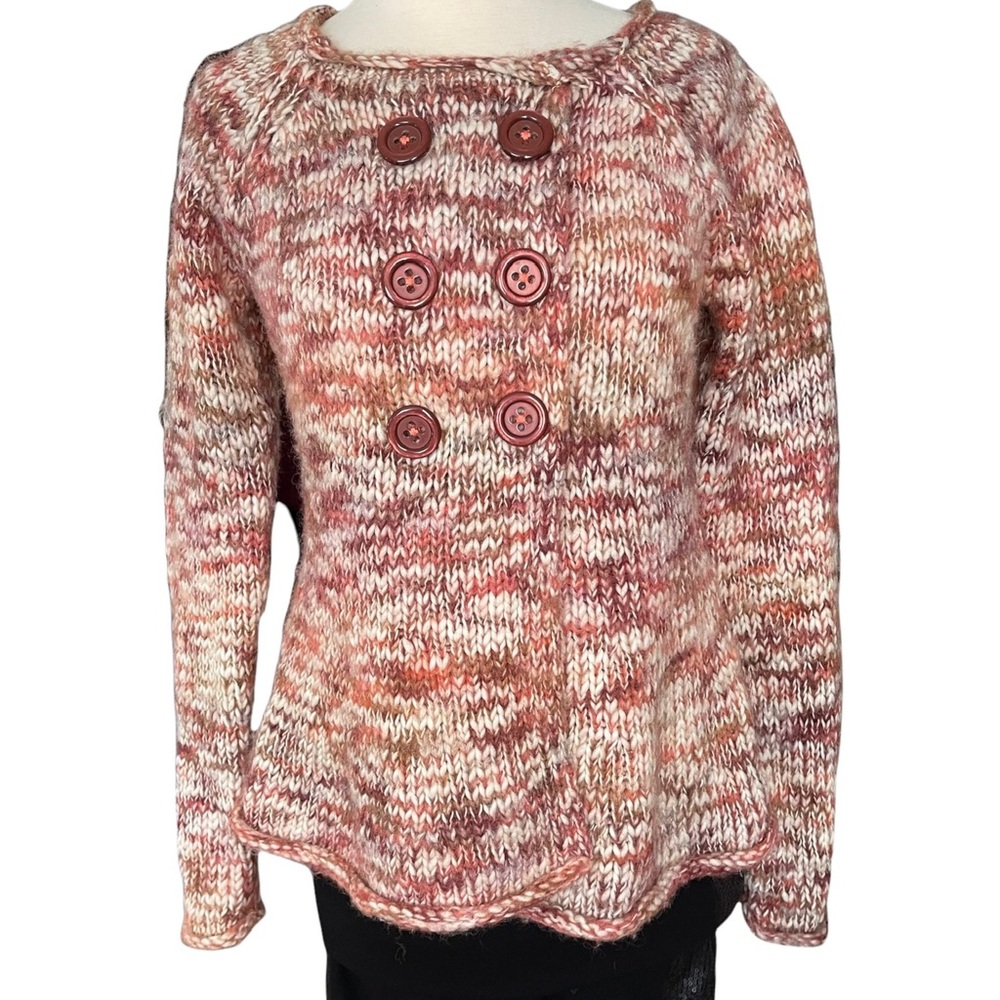 Anthropologie SLEEPING ON SNOW Cardigan Marled Chunky Sweater Tweed Wool SZ M